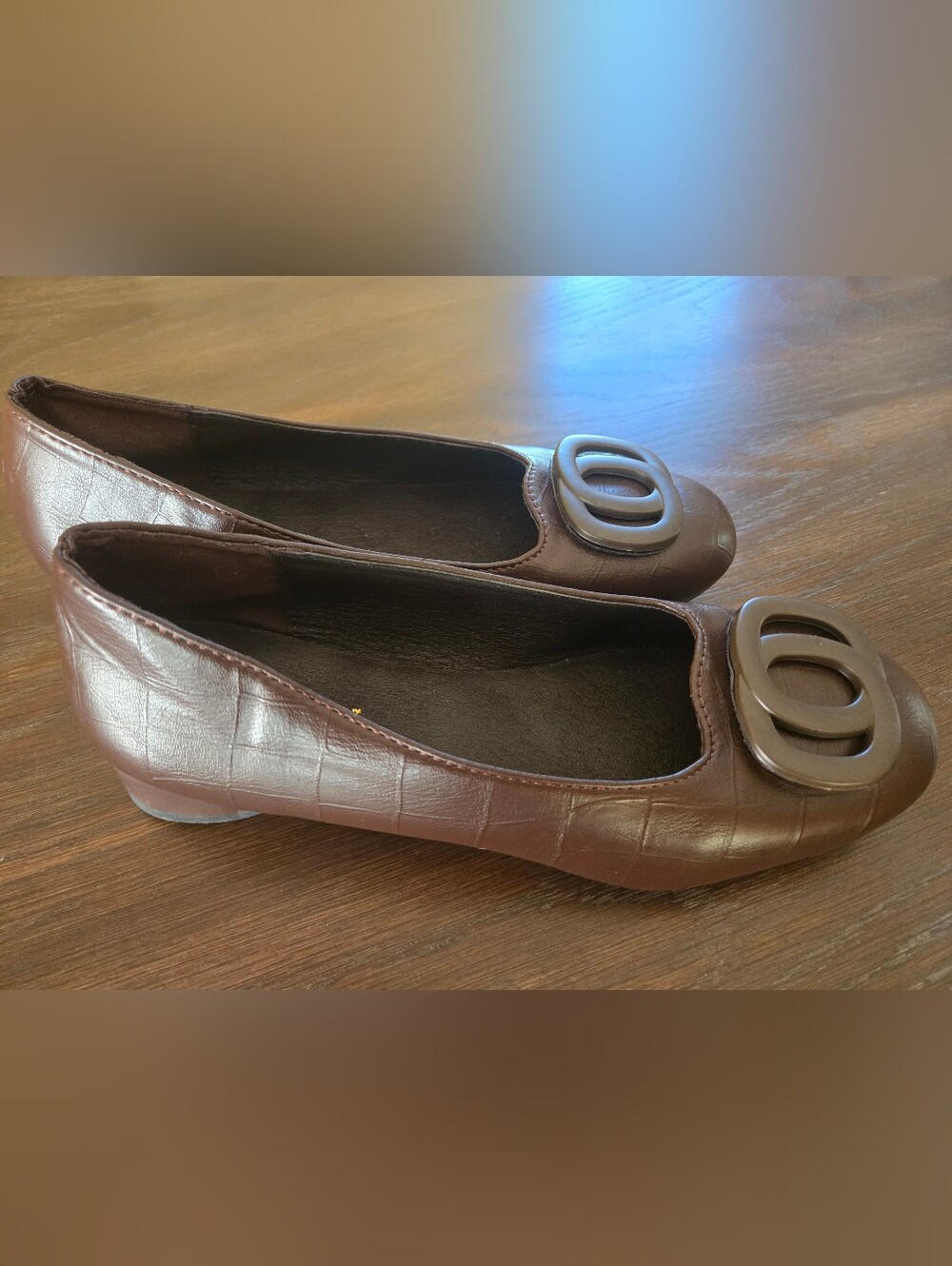 🐊FASHION Women’s Brown Ballet Flats with Decorative Round Buckle